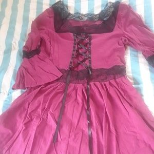 Burgundy Long Sleeve Lace Blouse